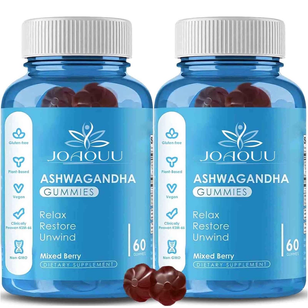 (120 comte) Gummies Ashwagandha KSM-66 - Berry mixte, végétalien, à base de plantes, non OGM, sans gluten et sans gélatine Relax, supplément d'extrait de racine d'ashwa biologique pour le soutien immunitaire