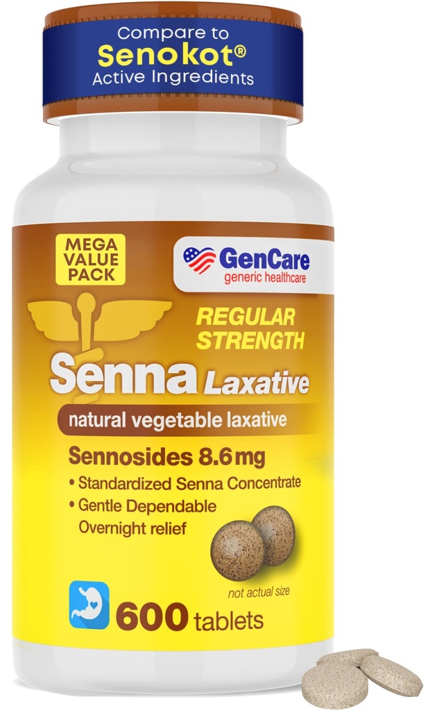 GenCare Senna Laxative 600 Tablets Senna 8,6mg Tablets with Natural Sennosides  Veilig & effectief 