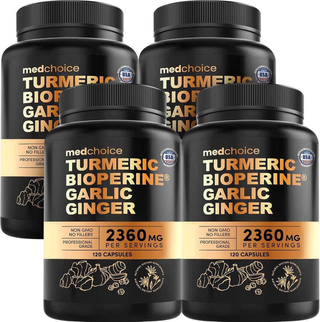 4-in-1 Kurkuma en Knoflook Supplementen met BioPerine 