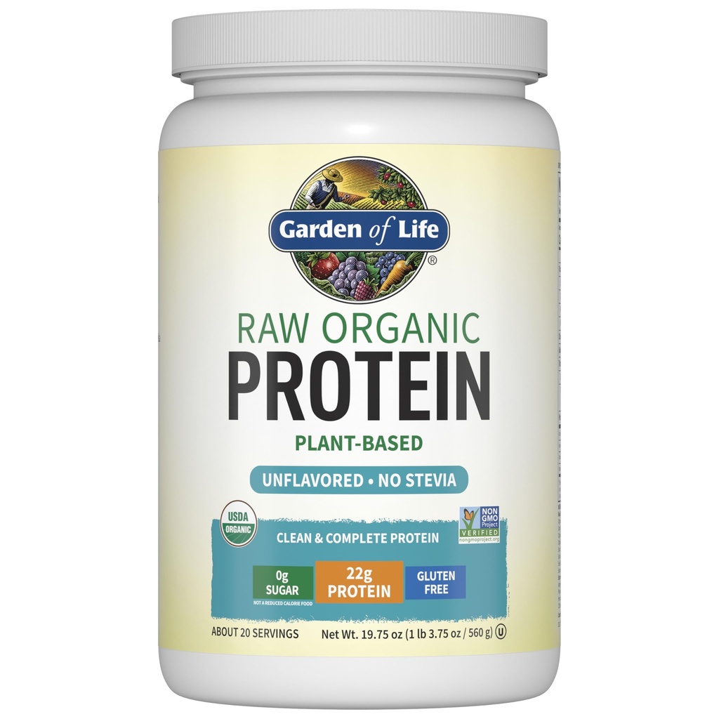 Jardin de la vie Poudre de protéines végétales organiques, base végétale et BCAA, poudre de protéines organiques avec probiotiques et enzymes, sans OGM, sans lactose sans gluten 1,2 LB