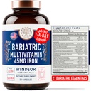 Multivitamine bariatrique avec fer - 45mg Fer Facile à avaler, une vitamine bariatrique par jour pour les femmes et les hommes - Bypass gastrique, récupération des manches gastriques Vitamine Multivitamines - 30 capsules