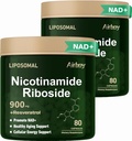 Airboy Liposomal Nicotinamide Riboside 900 mg, NAD Supplement met Resveratrol,NMN Alternatieve NAD Booster Ondersteuning Anti-Aging, Energie, Focus - 80 Capsulesx 2 Pack