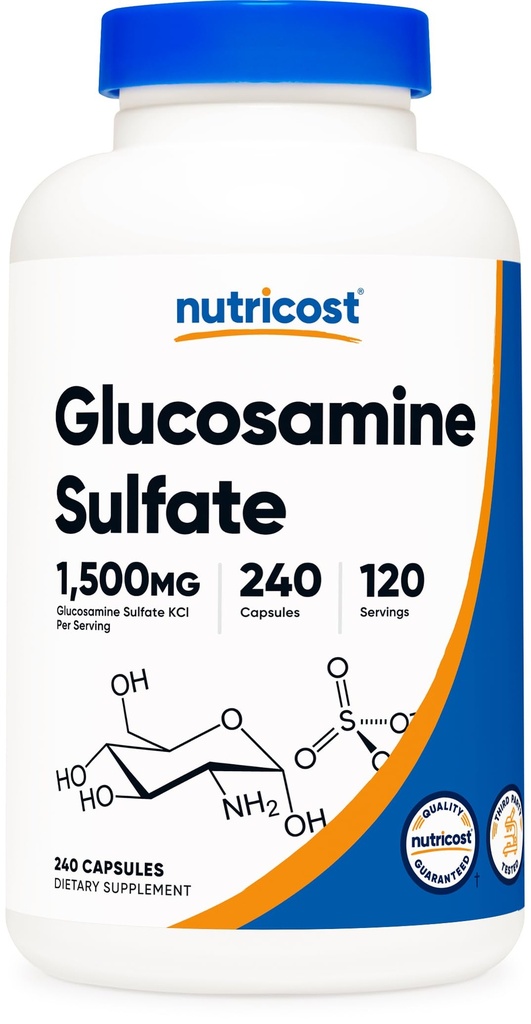 Nutricost Glucosaminesulfaat 1500mg, 240 Capsules - 750mg per capsule, Glutenvrij, Non-GMO