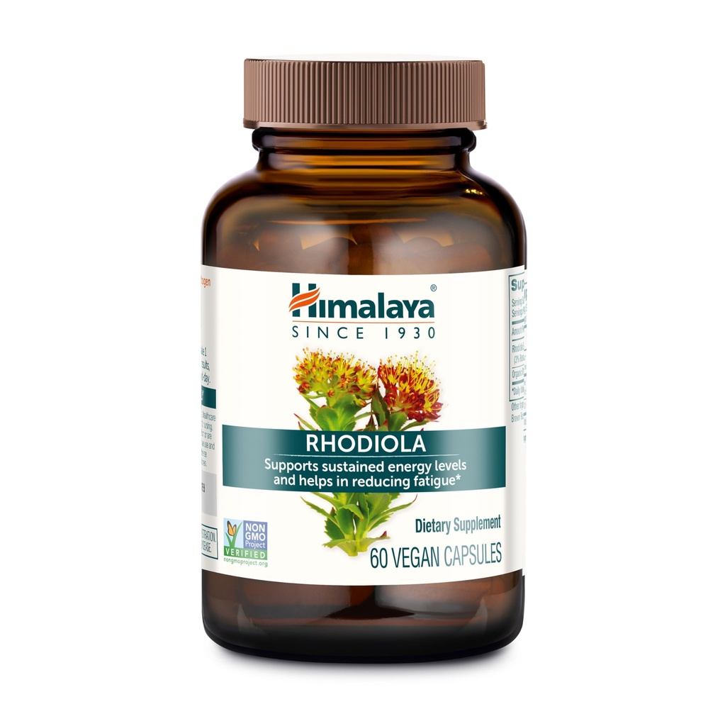Himalaya Rhodiola Rosea - Herbal Energy Supplements voor het ondersteunen van stress verlichting, energie, en oefeningen endurance - Vegan, Glutenvrij, 250 mg, 60 capsules