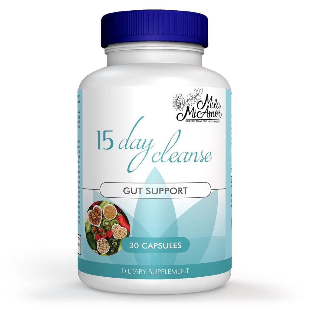 Mila Miamor 15 jours de nettoyage - Support Gut et Colon - Advanced Gut Cleanse Detox pour les femmes et les hommes avec Senna, Cascara Sagrada & Psyllium Husk - Non-OGM - Fabriqué aux États-Unis - 30 capsules
