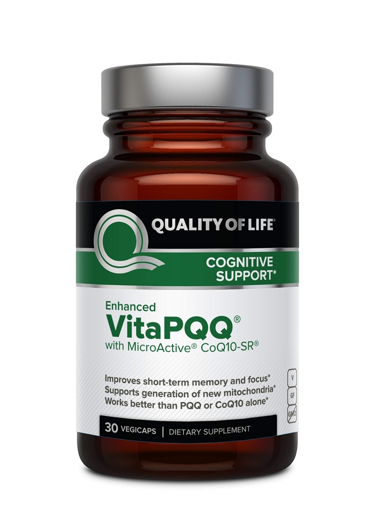 Kwaliteit van leven VitaPQQ met MicroActive CoQ10-SR Premium Supplement - Anti Aging, Geheugen, Energie, Focus, Cognitieve en Hart Gezondheid - 30 Vegicaps
