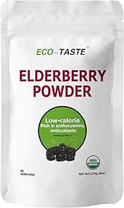 ECO-TASTE Vlierbessensappoeder, ondersteunt gezond immuunsysteem, niet GGO en Veganistisch vriendelijk, 170g