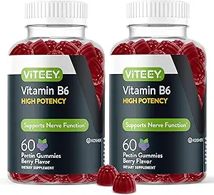 Vitamin B6 Gummies - Energy, nerve & Mood Support - B6 Vitaminen 100mg - Veganistisch, Glutenvrij, GGO-vrij - 120 Tel.