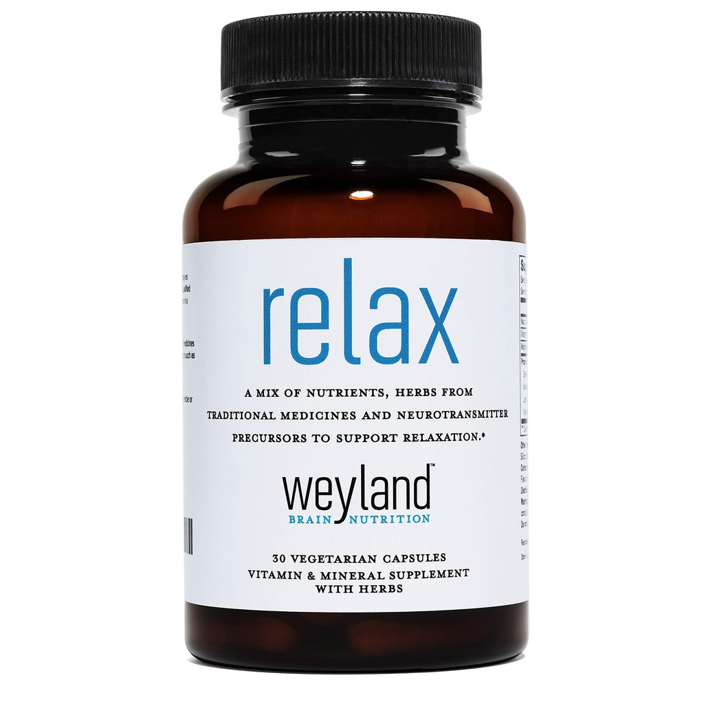 Relax - Supplément de sommeil naturel avec GABA, L-Theanine, racine valériane, 5-HTP, baume citron – Aide à la détente et au calme - 30 capsules végétariennes