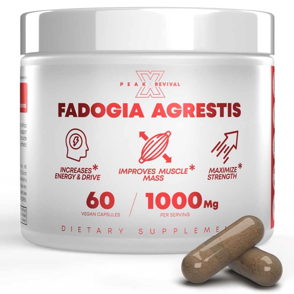 Fadogia Agrestis 1000mg par supplément de service - Extrait de potentiel pour augmenter l'énergie, la performance athlétique et la masse musculaire - Suppléments, fabriqués aux États-Unis (60 capsules)