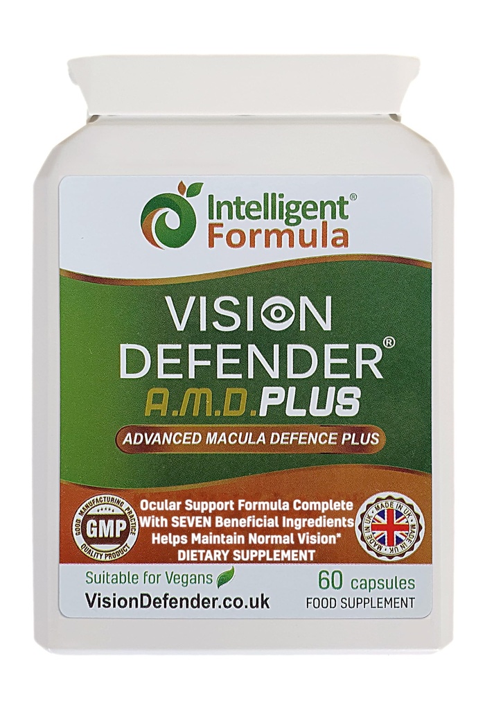 Vision Defender Plus Eye Supplement: AREDS2 Formula Vitamines, Minéraux (Lutéine, Zinc) Enhanced with Meso-Zeaxanthin for Complete Eyesight Health Care & Support. 60 Capsules Vegan Easy-to-Swallow