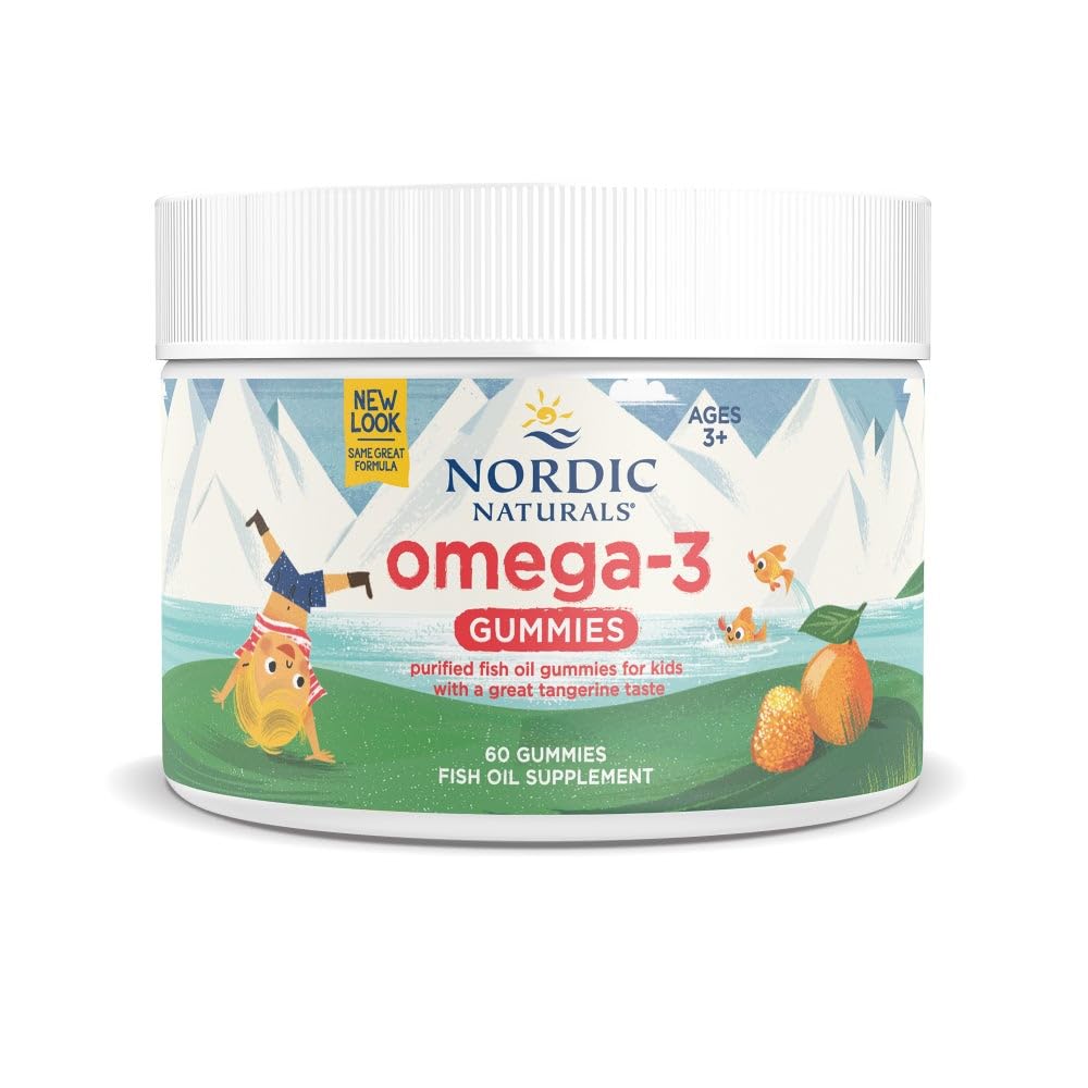 Nordic Naturals Nordic Omega-3 Gummies, Tangerine - 60 Gummies - 82 mg Total Omega-3 avec EPA & DHA - Non-OGM - 30 portions