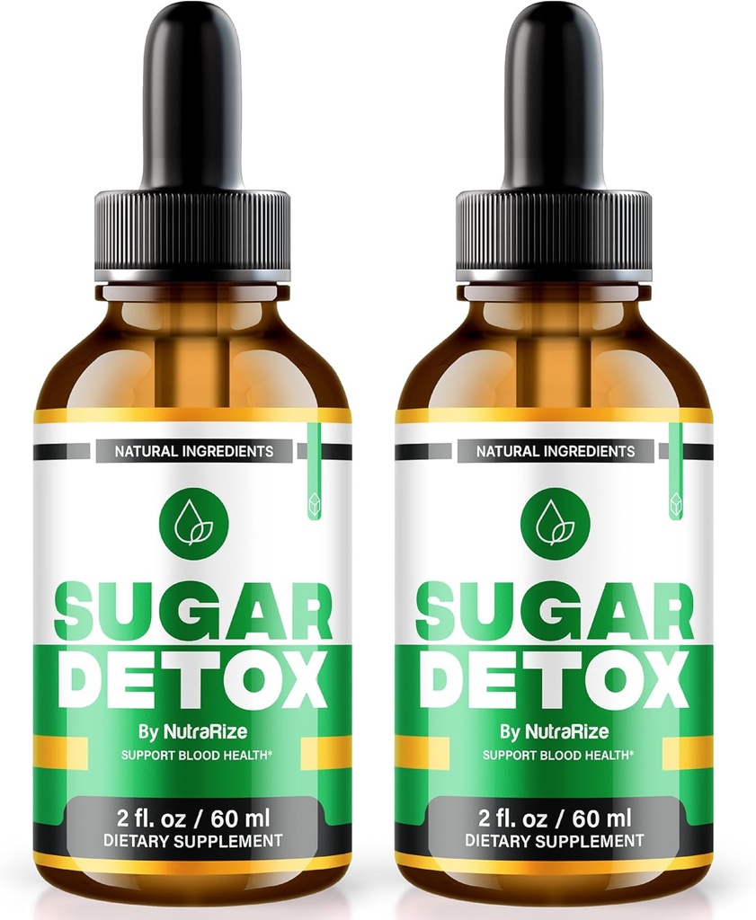 NutraRize (2 pack) gouttes de détox de sucre, gouttes de détox de sucre, défi de détox de sucre de 21 jours, nettoyage liquide tout naturel pour les débutants, haute formule de sang Gotas critiques (60 portions)