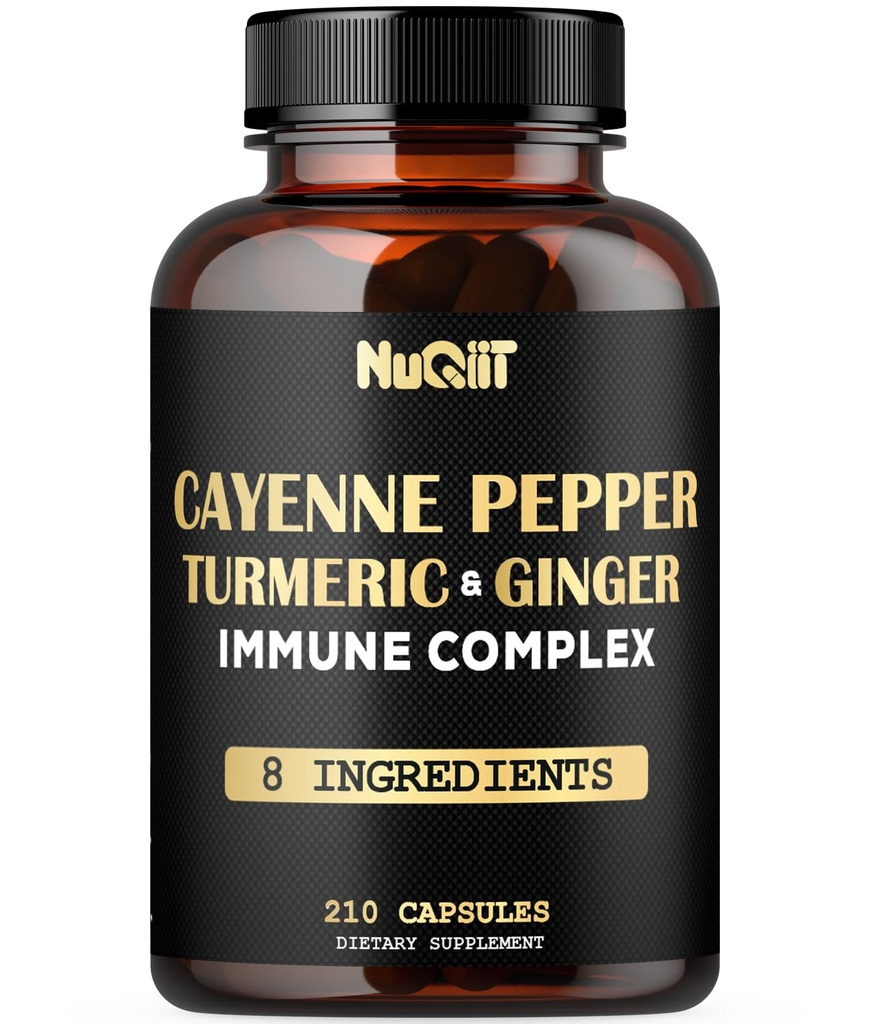210 Pillen - Cayenne Pepper Capsules Biologische met Kurkuma, Gember, Immune Support Complex als Vlierbessen, Echinacea, Knoflook Bulb - Digestie, Hart Gezondheid & Body Management