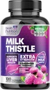 Milk Thistle Supplement - Advanced Liver Cleanse Detox & Repair with Dandelion Root Extract - Natural Milk Thistle Silymarin Marianum Extract Liver Health Support, Non-GMO, Bottled USA - 120 Capsules