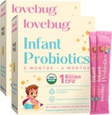 LOVEBUG Infant Probiotica 0-6 maanden - USDA Biologische Probiotica voor Baby's, Ondersteunt Baby Gas, Colic, Diarree en Pasgeboren Constipatie Relief, Allergenen & Sugar Free, Smaakloos Poeder, 60 Pack