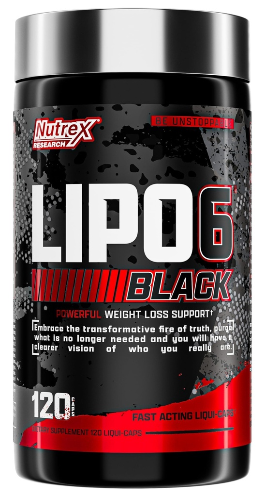 Nutrex Lipo-6 Black Max Strength Fat Burner - Snel werkende energie, gewichtsverlies Dieetpillen 