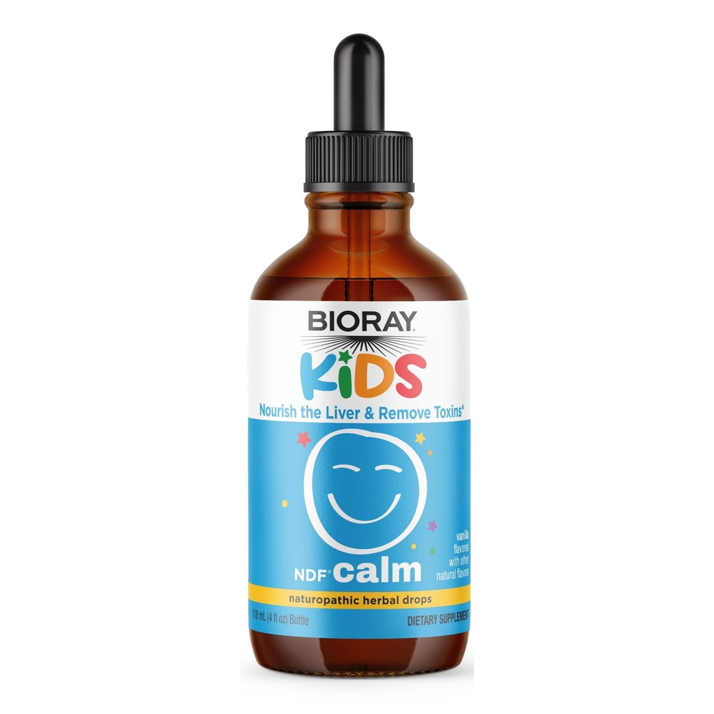 BIORAY Kids NDF Kalm, Vanille - 4 fl oz - Voed de lever en verwijder toxinen - Non-GMO, Veganistisch, Glutenvrij - 2-4 maanden levering