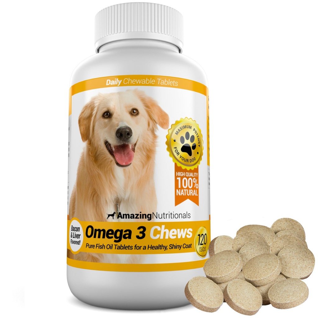 Verbazingwekkend Omega 3 voor honden - Omega 3 Visolie voor honden supplement voor Itchy huidverlossing voor droge huid en hot spots en vergieten Coat met EPA en DHA vetzuren - 120 spek smaak Kauwen