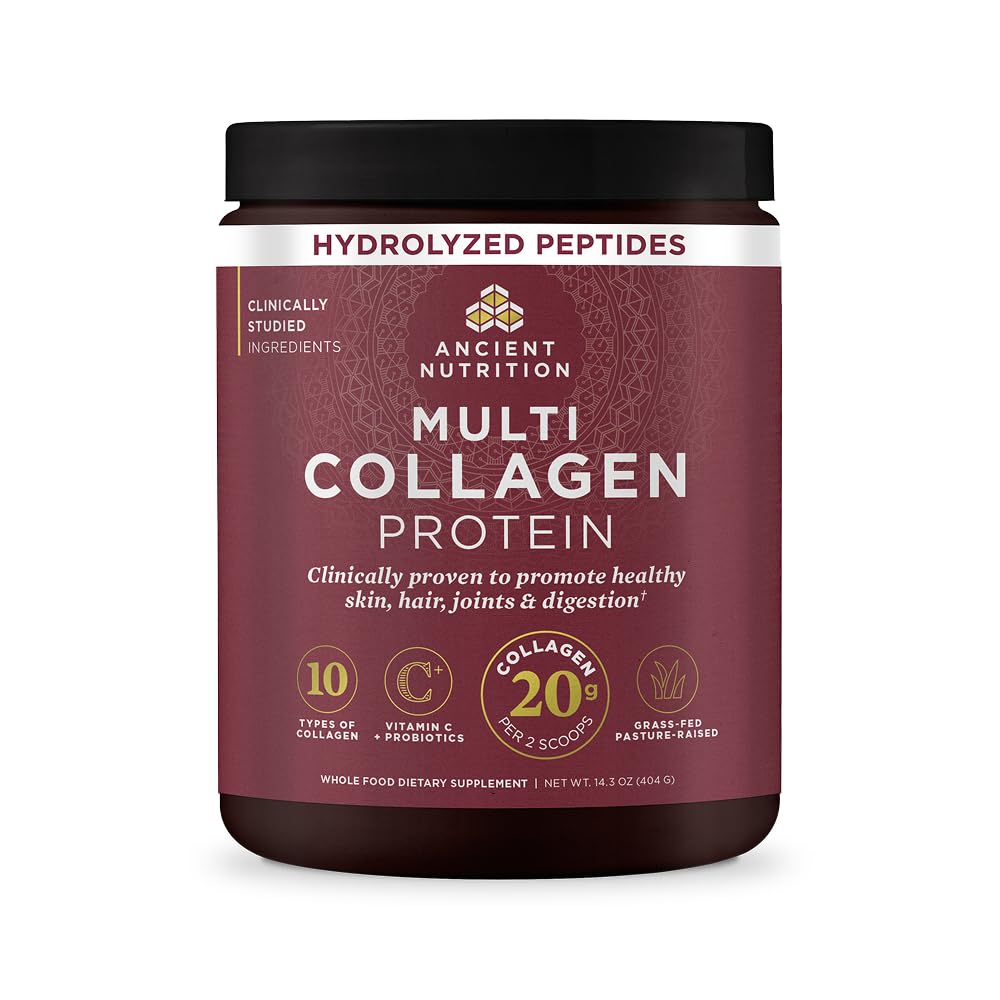 Oude Voeding Collageen Peptides Poeder, Multi Collageen Proteïne, Vrouwen & Mannen, Vitamine C, Probiotica, Gehydrolyseerde Collageen, Ondersteunt huid, gewrichten, Gut Health, Unflavored, 40 Servers