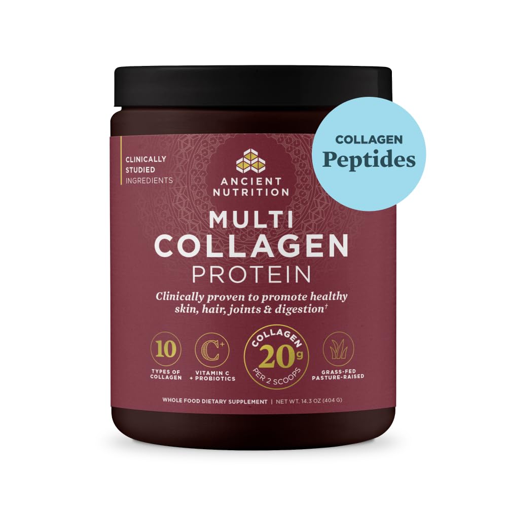 Oude Voeding Collageen Peptides Poeder, Multi Collageen Proteïne, Vrouwen & Mannen, Vitamine C, Probiotica, Gehydrolyseerde Collageen, Ondersteunt huid, gewrichten, Gut Health, Unflavored, 40 Servers