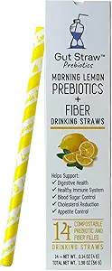 Gut Straw Morning Lemon Water Straw - Un service de fibre prébiotique et de moitié de citron à l'intérieur de chaque paille infusée