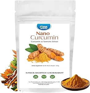 One Planet Nutrition Nano Curcumin Powder 8 oz (227 porties), Pure Kurkuma Extract, Nano voor hoge absorptie, Ondersteunt de algehele vitaliteit, Non-GMO, Vegan, Glutenvrije