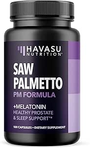 Zag Palmetto PM voor mannen met Melatonine 3mg - Night Time Prostate Health Supplement voor Blaas en Slaap Ondersteuning - Verminder de urinefrequentie - 100 Telling - Vegan, niet-GMO Capsules - Meer dan 3 maanden Levering