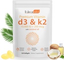 Vitamine D3 K2 Supplement Softgel, Vitamine D3 K2 Softgel met 10000 IE Ondersteunt Immune, Hart, Tanden & Bone Health, Vrij van GGO, Gluten, Soja