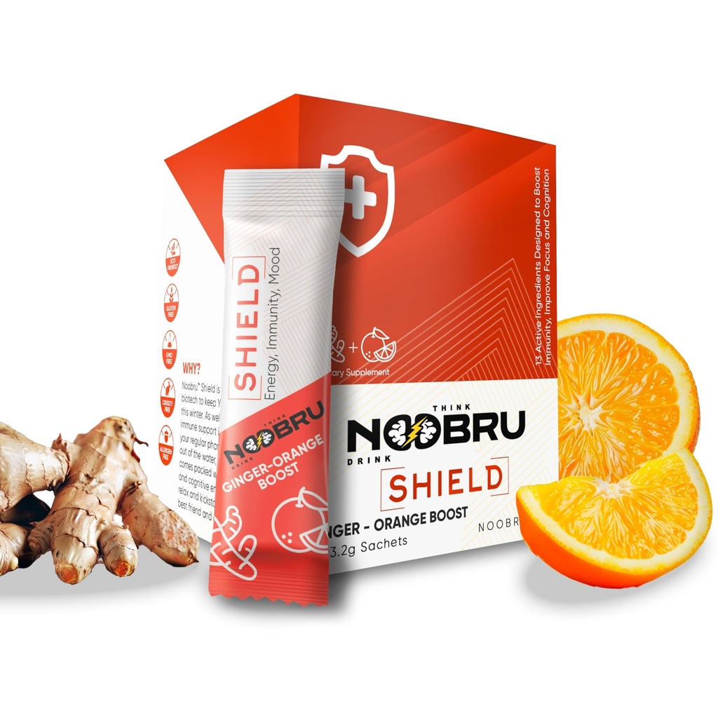 Bouclier Noobru avec vitamine C poudre et gingembre - Système immunitaire Booster pour une condition de santé parfaite - Mélange de vitamines pour votre corps - Nootropic compléments alimentaires pour la concentration forte et l'esprit rapide
