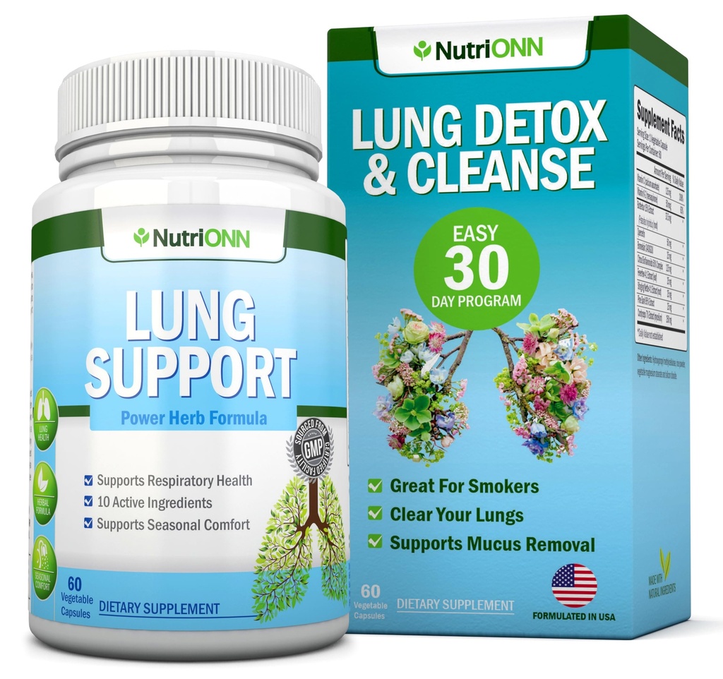 Longontgifting en reiniging - Geweldig voor rookers - extra sterkte - 100% plantaardige long Gezondheid Supplementen - Slijm verwijdering ondersteuning - bevordert ademende gezondheid - natuurlijke manier om uw longen helder te houden
