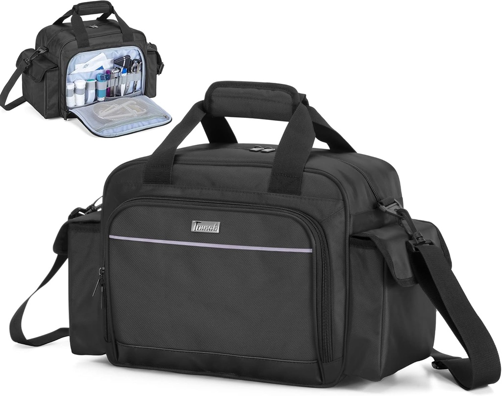Trunab Home Gezondheidszorg Zuster Bag Leeg, Portable Medical Supplies Shoulder Bag for Hospice, Home Visit, Hospital Stages, Black, Bag Only