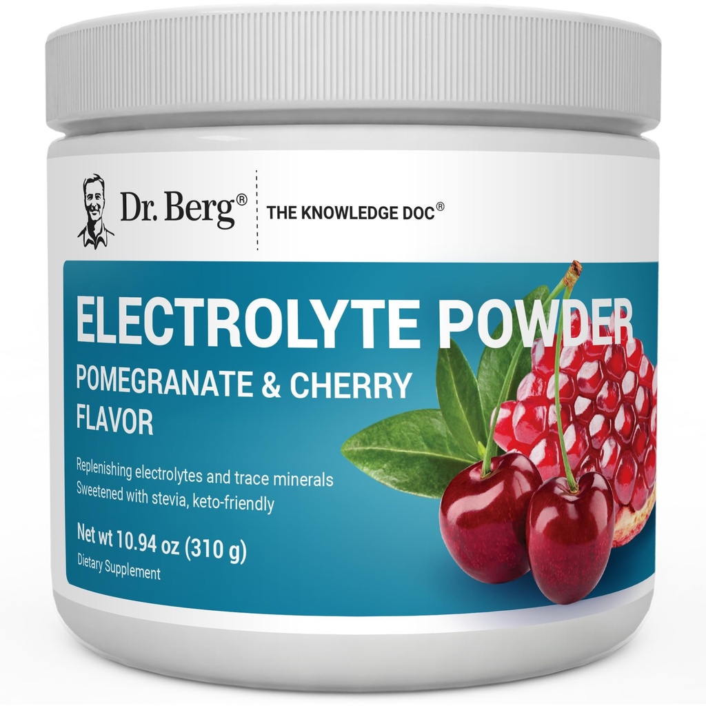 Dr. Berg Zero Sugar Hydration Keto Electrolyte Powder - Enhanced w/ 1000 mg Kalium & Real Pink Himalaya Salt (NOT Tafelzout) - Granaatappel en Cherry Hydration Drink Supplement - 50 porties