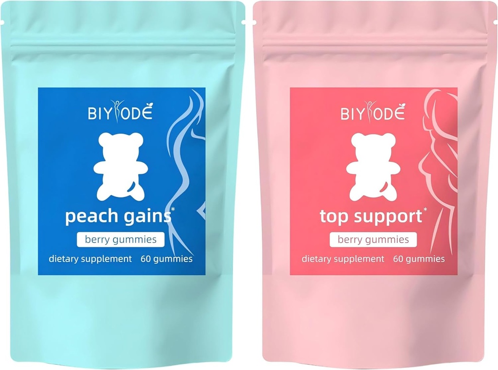 BIYODE Berry Gummies Combo Pack - Bum & Chest Support Gummies for Women, Workout Aid - Vrouwen Support Supplement - Berry Flavored - Essential Herbs - Multivitamines Dieet Fitness, 120 Gummies