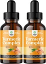 Biologische Kurkuma vloeibare druppels voor volwassenen - Liquid Turmeric Curcumin met zwarte peper kaneel en gember voor gewrichten Digestie Immuniteit & Meer-Organisch Supplement Concentraat (2oz) (2)