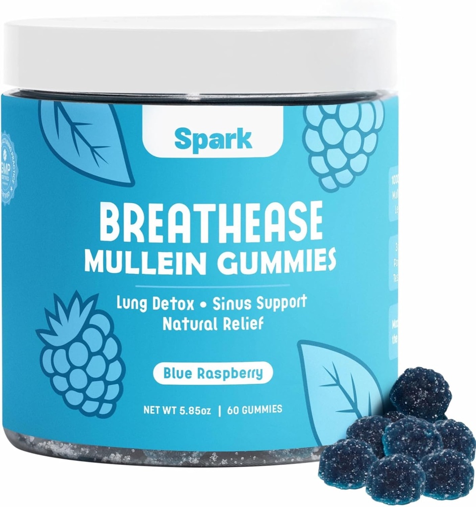 Mullein Gummies for Longs - Long Detox Gummies - Dagelijkse adembenemende gezondheidsondersteuning - Reiniging voor rokers - Allergie, Sinus, en Mucus Relief - Mullein Leaf Extract for Longs