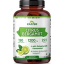 Zazzee Citrus Bergamot 25:1 Extract 1200 mg, 40% Polyfenolische Flavanonen, 150 Vegan Capsules, Kosher, Geconcentreerde en gestandaardiseerde 25X Potency, Non-GMO en All-Natural, Made in The USA