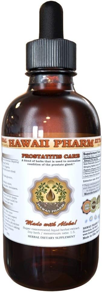 HawaiiPharm Prostate Support Dieetsupplement: Pygeum (Pygeum Africanum) Bark, Saw Palmetto (Serenoa Repens) Berry, Stinging Nettle (Urtica Dioica) Leaf Tinctuur (Alcohol-Based Liquid Extract) 2 oz