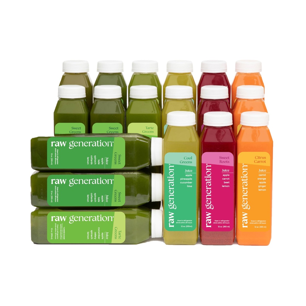 Raw Generation Skinny Cleanse 3 dagen Juice Cleanse voor gewichtsverlies, ontgifting, verminderd opgeblazen & verhoogde energie . 18 koudgeperst sap om te verpletteren Cravings & Reset Your Diet