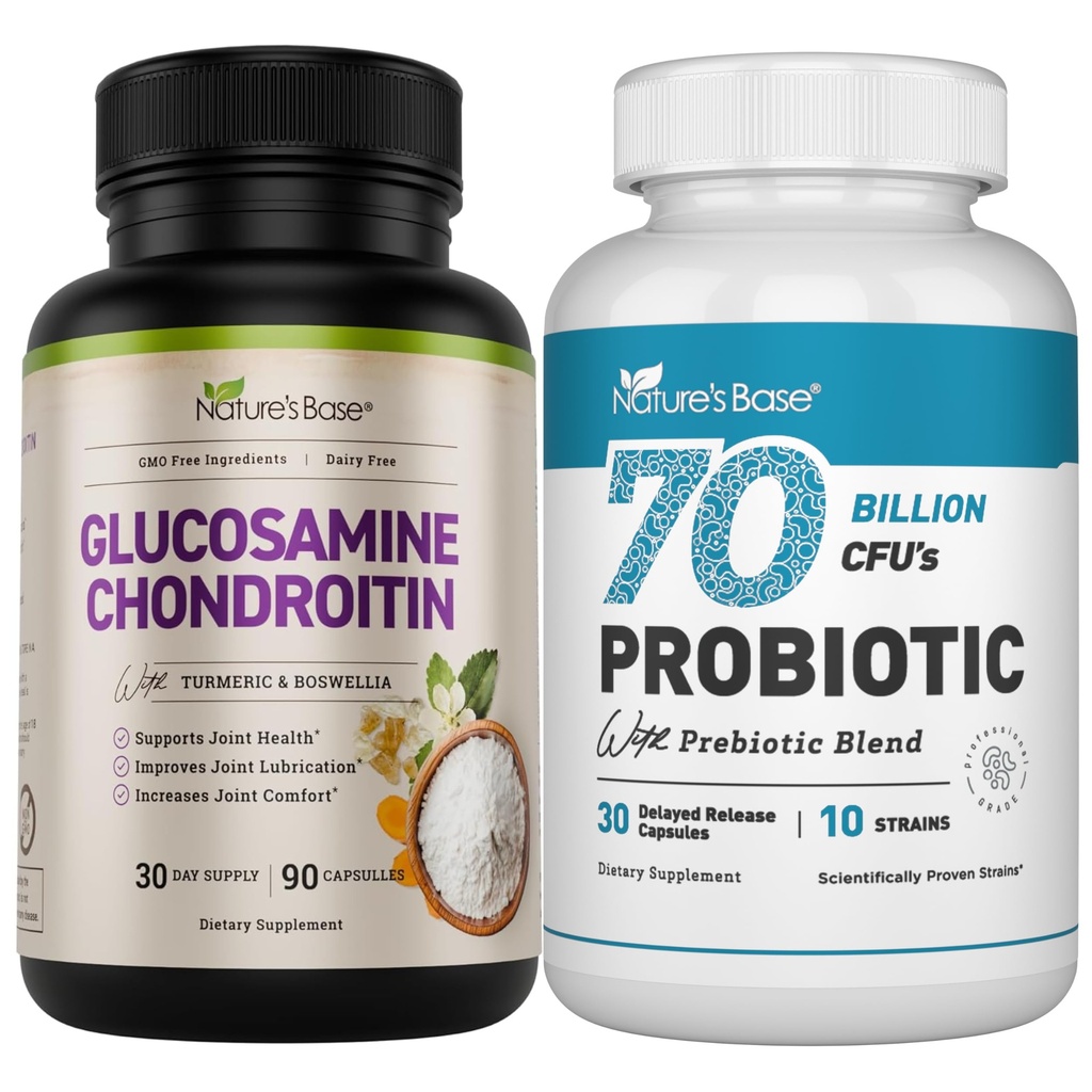 Glucosamine de base de la nature Chondritine + Probiotiques 70 milliards UFC