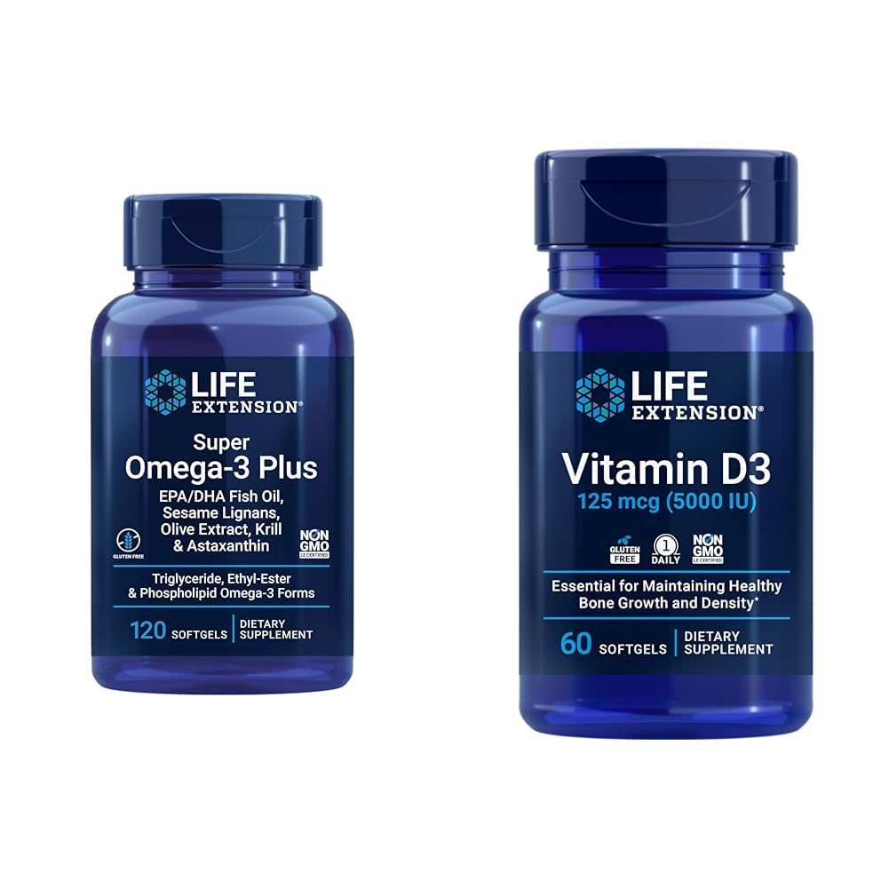 Life Extension Super Omega-3 Plus EPA/DHA Fish Oil, Sesam Lignans & Vitamine D3 125 mcg (5000 IE), Bone Health, Brain Performance