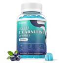 Gommies sans sucre d'acétyle L-Carnitine, supplément L-Carnitine pour les femmes et les hommes, avec vitamine C & B12, ALCAR pour l'énergie, soutien de santé cérébrale et cardiaque, végétalien, non-OGM, 60 comte