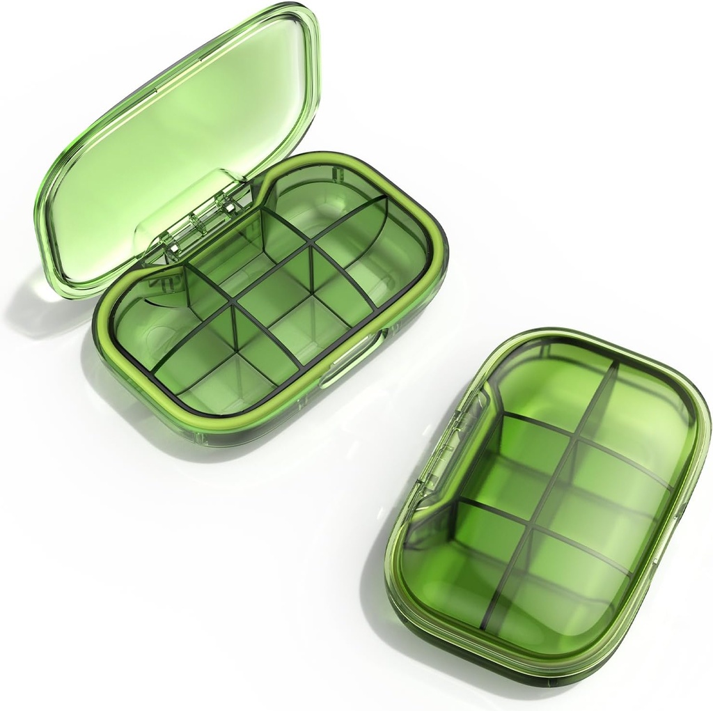 6 Compartiment Travel pil Box, pil Organizer Vocht Proof pil geval, kleine pil Box voor Pocket portemonnee, Daily Portable Medicine Vitamine Box, Fish Oil Box, Supplement Box(Groen)