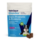 Vetnique Glandex Daily Probiotica voor honden met prebiotica ter ondersteuning van Gut Health met vezel en spijsverteringsenzymen, Probiotische Kauwen of Poeders (30ct Kauwen, Bacon Kauwen)