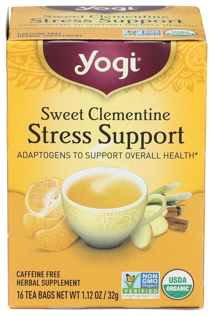 Yogi Thee Biologische Zoete Clementine Stress Ondersteuning Supplement, 16 Tellen