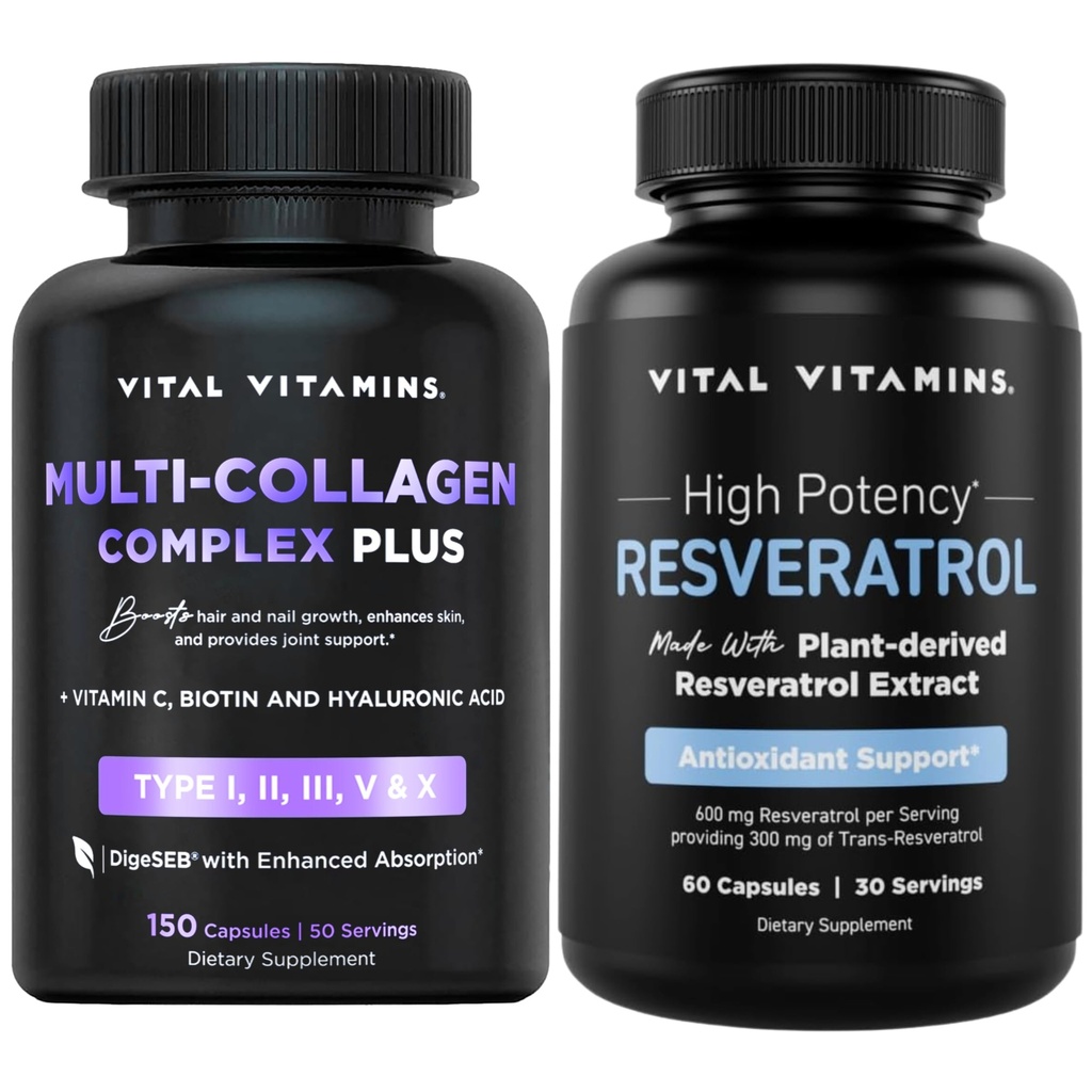 Vitale Vitaminen Multi Collageen Complex Plus Capsules + Resveratrol Capsules