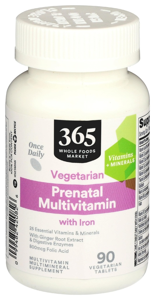 365 door Whole Foods Market, Prenatale Multivitamine met ijzer, Vegetarisch, 90 Graaf