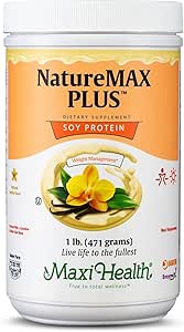 Maxi-Health NatureMAX PlusTM Energy Support Maaltijdvervangende Drink Soja Proteïne Poeder - Suikervrij Dieetsupplement - 1 Lb - Natuurlijke Vanille Smaak - Kosjer Vitamine
