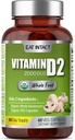 Vegan Whole Food Vitamin D, 2000 IE (50 mcg), D2, Two Ingredients (Organic Whole Mushroom and Organic Vegan Capsule), Non-GMO, Third Party Tested, 60 Day Supply