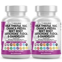 Nutraceutiques propres Thistle de lait NAC Chanca Piedra Racine de betterave Artichaut Racine de dandelion - Supplément de nettoyage du foie Plus TUDCA Choline & Ginger - 2Pack